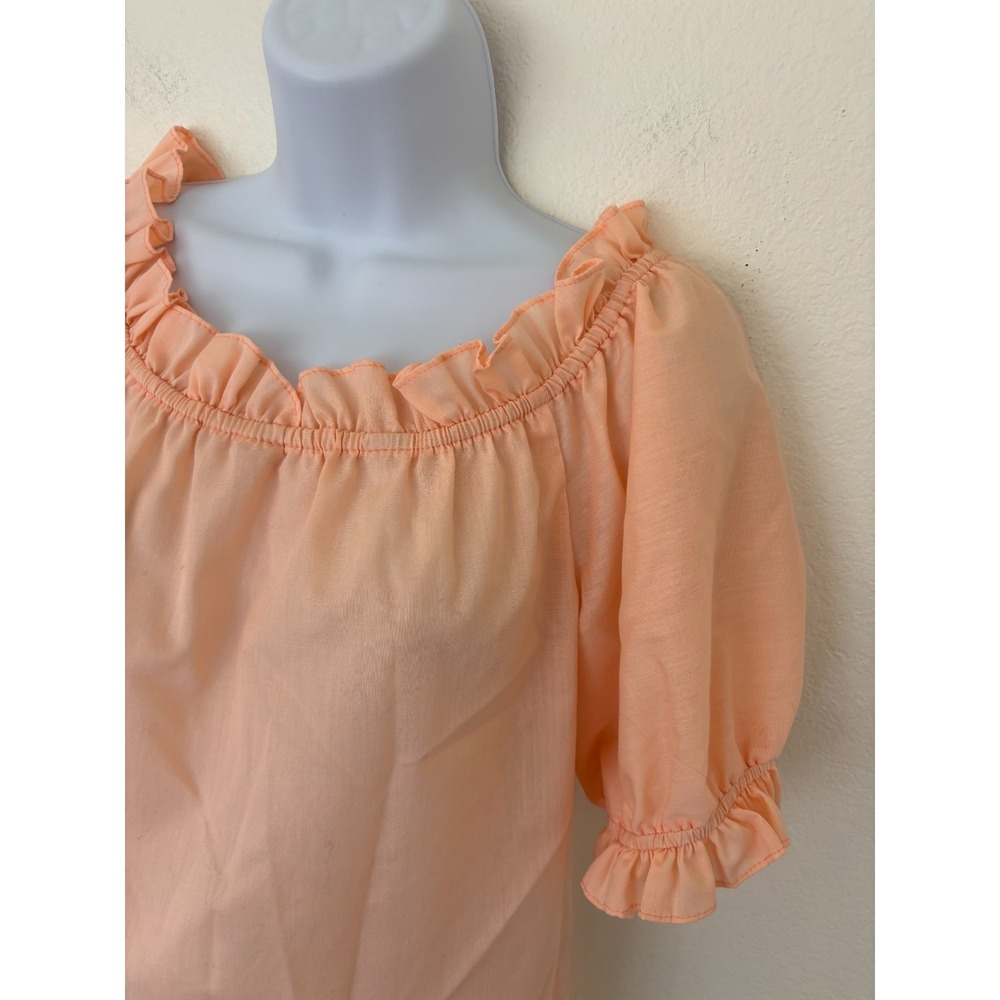 Vtg Square Dance blouse Bettye Small Peach Puff Sleeves Coquette Ballet Prairie - Picture 7 of 16